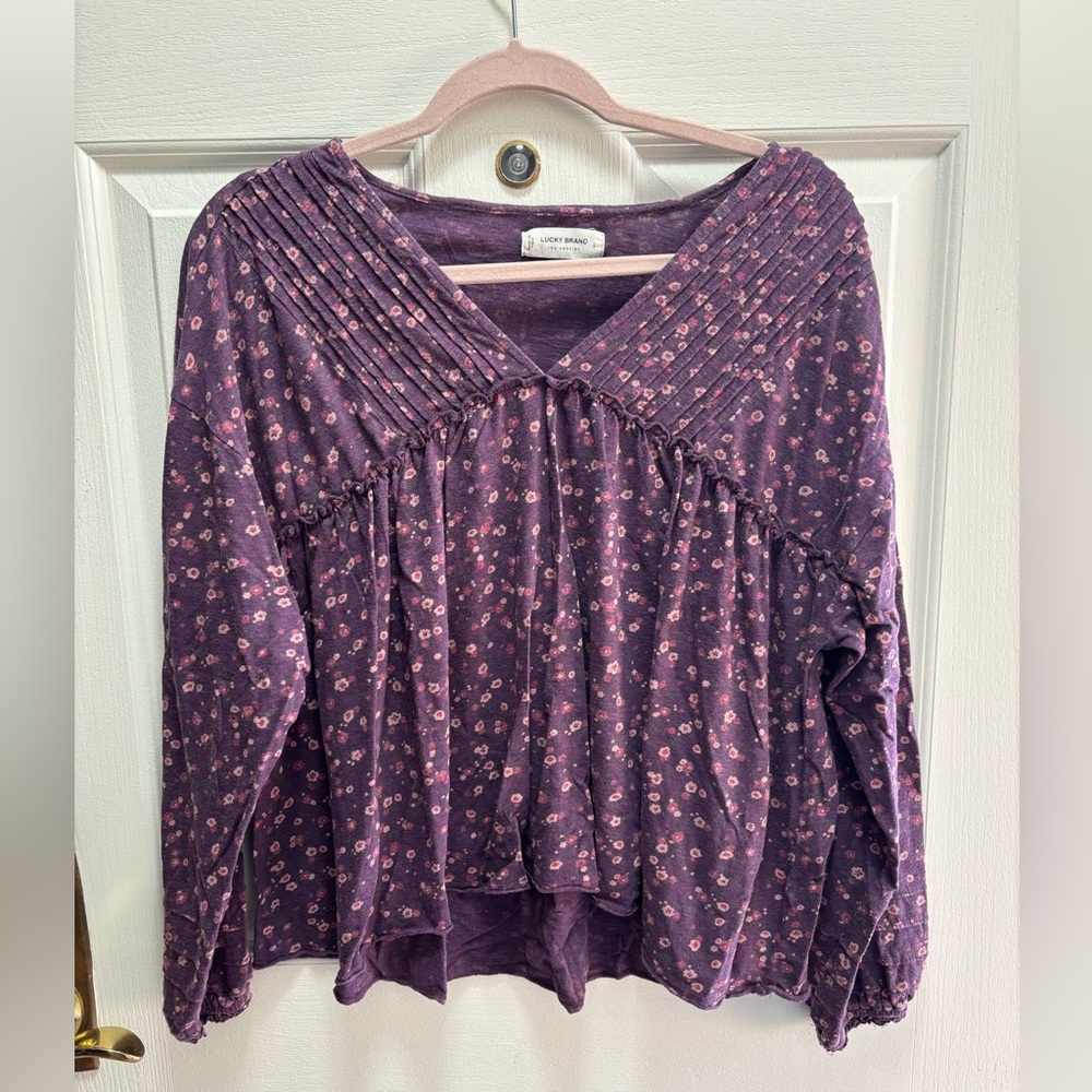 Free People Purple Floral Blouse